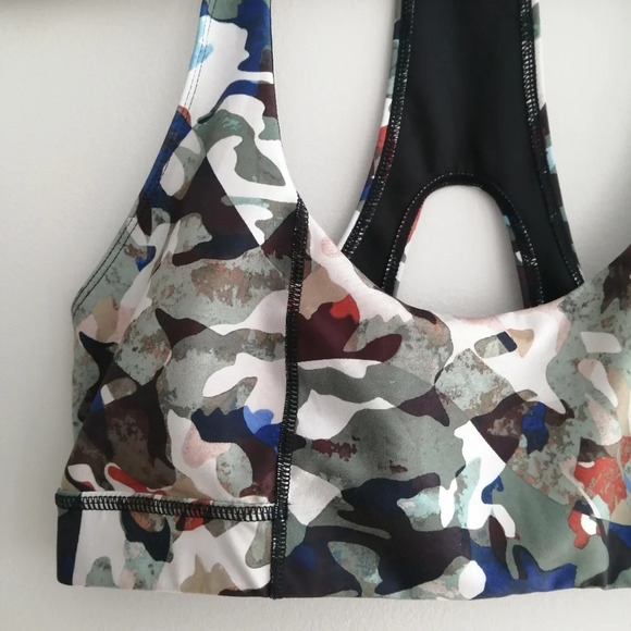 FP Free People Movement Daybreak Sports Bra Back Cutout Camo Print Large - Picture 7 of 16